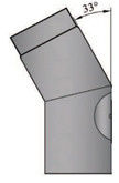 Rauchrohrbogen 33° mit Tür geschliffen Durchmesser 120mm