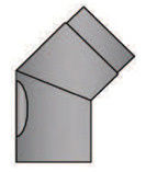 Rauchrohrbogen 45° mit Tür geschliffen Durchmesser 130mm