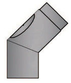 Rauchrohrbogen 45° mit Tür oben geschliffen Durchmesser 130mm
