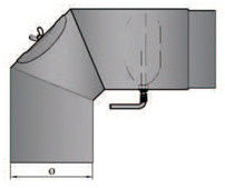 Rauchrohrbogen 90° mit Tür und Drosselklappe geschliffen Durchmesser 130mm