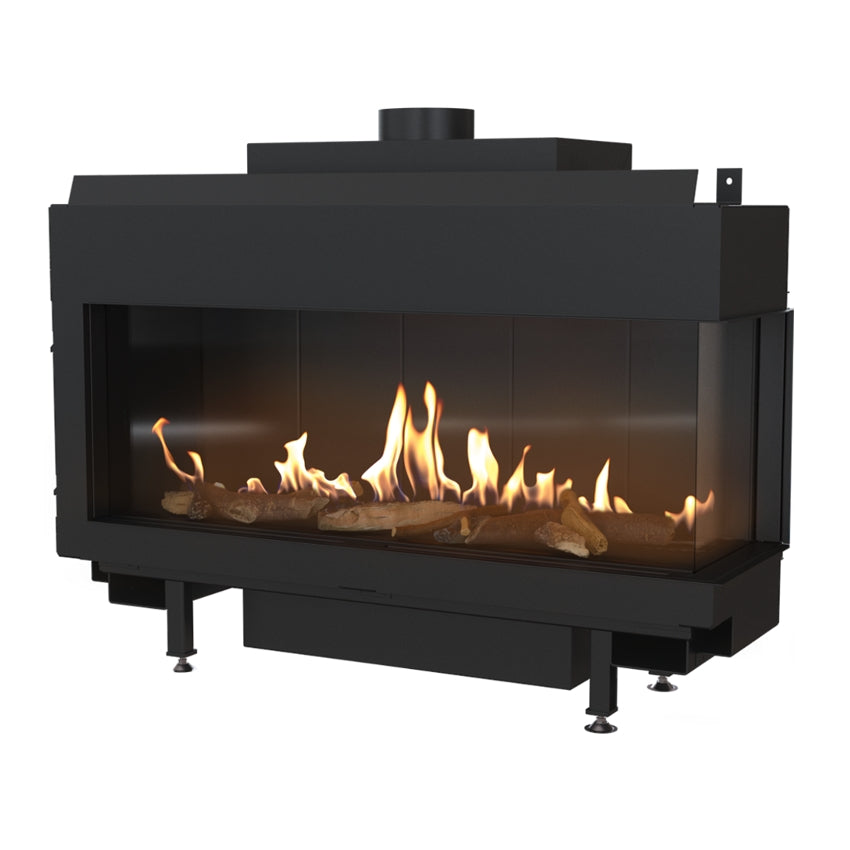 Kratki Gaskamin LEO 100 | Eckkamin rechts | 8,2 - 9 kW | Gasart wählbar