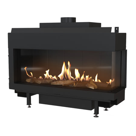 Kratki Gaskamin LEO 100 | Eckkamin rechts | 8,2 - 9 kW | Gasart wählbar