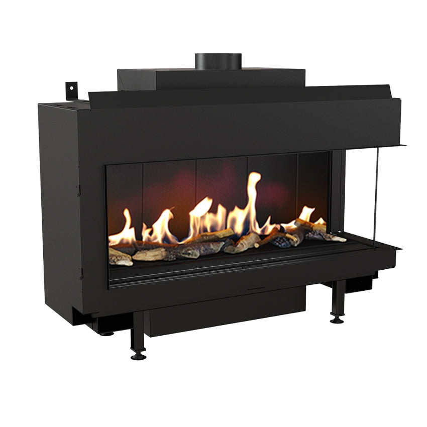 Kratki Gaskamin LEO 100 | Eckkamin rechts | 8,2 - 9 kW | Gasart wählbar