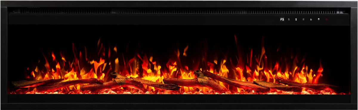 Aflamo Elektrokamin Royal Pro 100 orange mit Kristallen und Holz | klimaworld.com