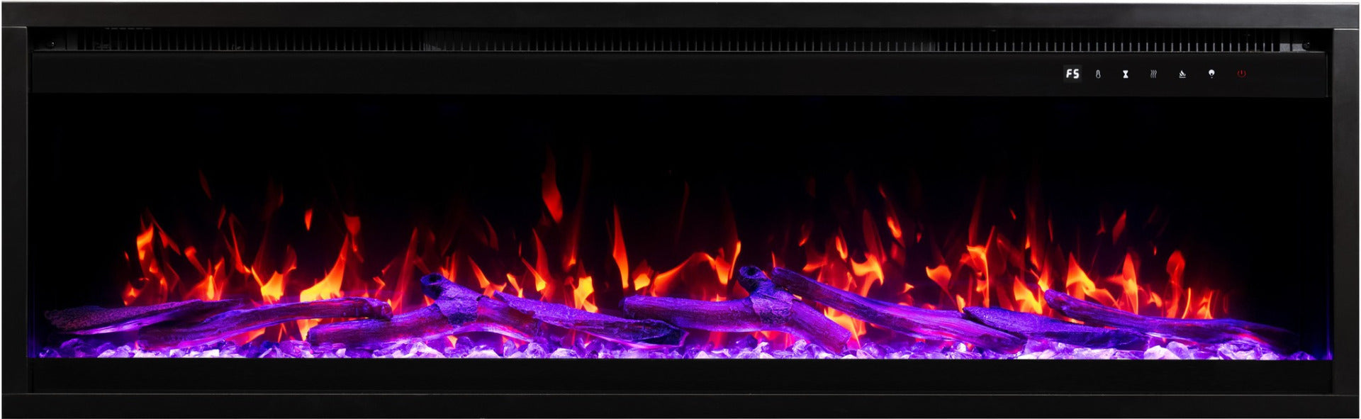 Aflamo Elektrokamin Royal Pro 100 blau-orange mit Kristallen und Holz | klimaworld.com