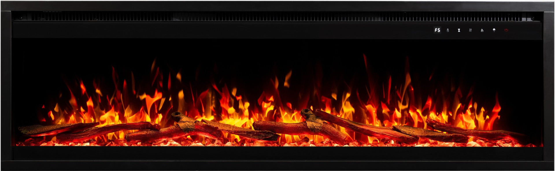 Aflamo Elektrokamin Royal Pro 160 orange mit Kristallen und Holz | Klimaworld.com