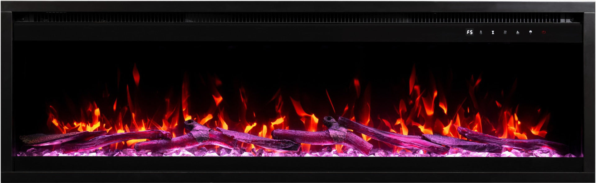 Aflamo Elektrokamin Royal Pro 160 lila mit Kristallen und Holz | Klimaworld.com