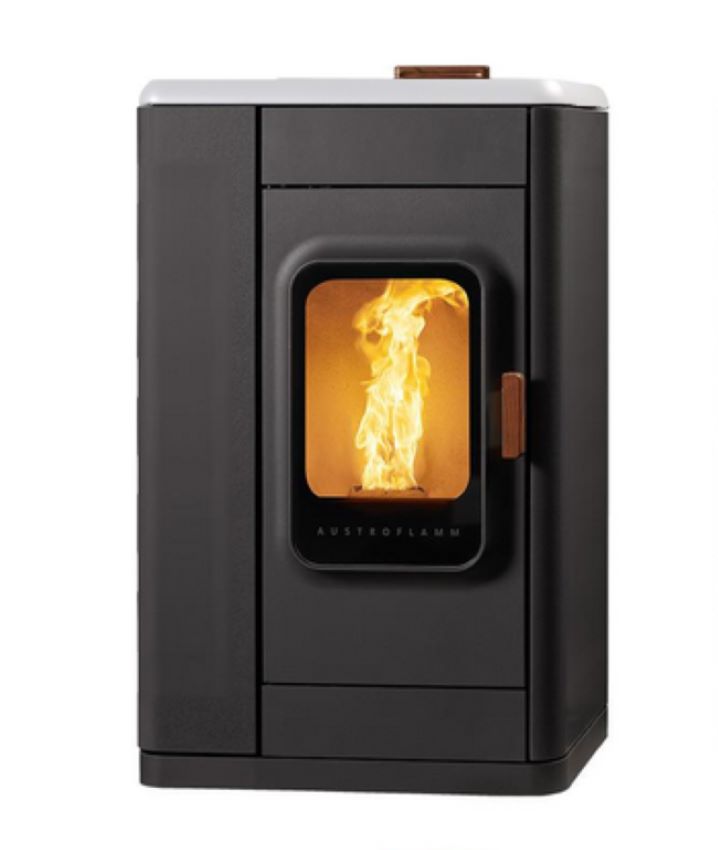 Austroflamm Pelletkamin Ruby Stahlmantel + Deckel in weiß| klimaworld.com