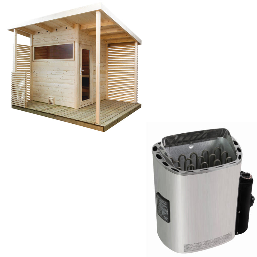 Sentiotec Sauna Set Gartensauna Scala Medium mit Saunaofen Scandia Next inkl. Steuerung | klimaworld.com