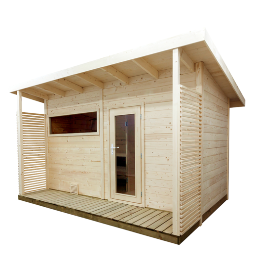 Sentiotec Sauna Set Gartensauna Scala Large mit Saunaofen Nordex Combi Next und Steuerung Pro B3 | klimaworld.com