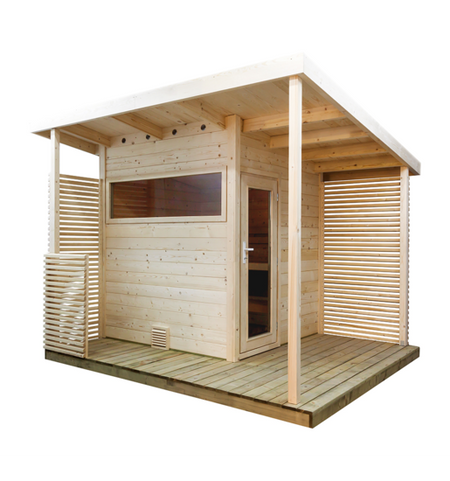 Sentiotec Sauna Set Gartensauna Scala Medium und Saunaofen Cumulus inkl. Steuerung | klimaworld.com