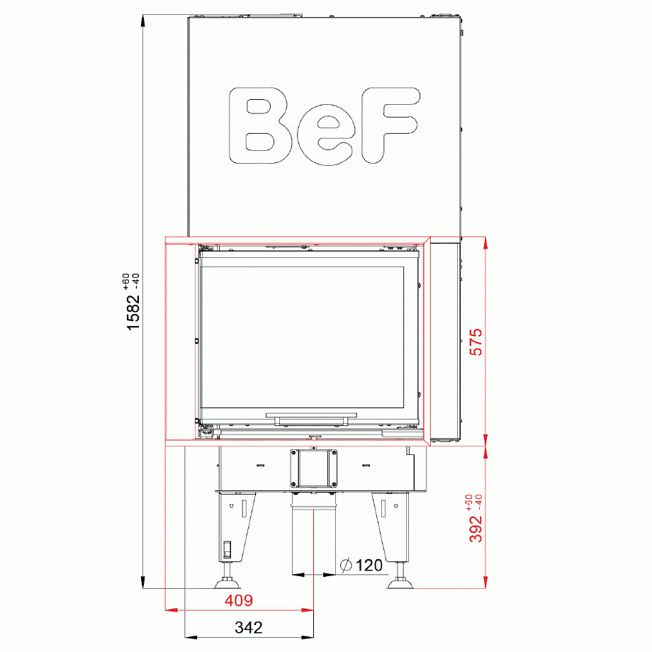 BeF Home Kamineinsatz Feel V 6 CL  | 5 kW| hochschiebbar | Klimaworld.com