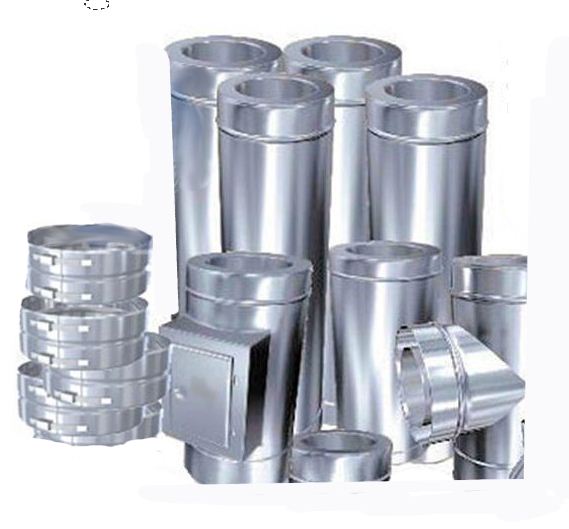 Edelstahlschornstein 7,7m komplettpaket DW Ø 150mm - 0,6mm Bausatz exklusiv Grundplatte