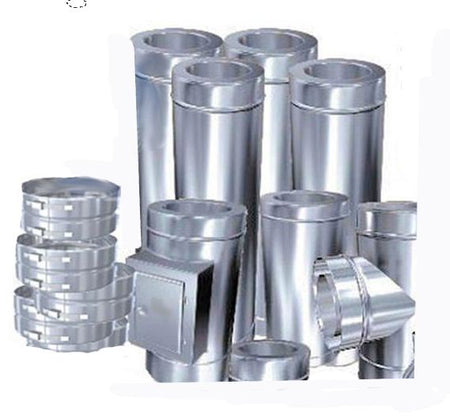 Edelstahlschornstein 7,7m komplettpaket DW Ø 180mm - 0,6mm Bausatz exklusiv Grundplatte
