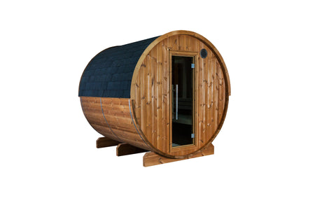 Sentiotec Sauna Set Kaski 220 Panorama mit Saunaofen Nordex Combi Next und Saunasteuerung Pro B3 | klimaworld.com