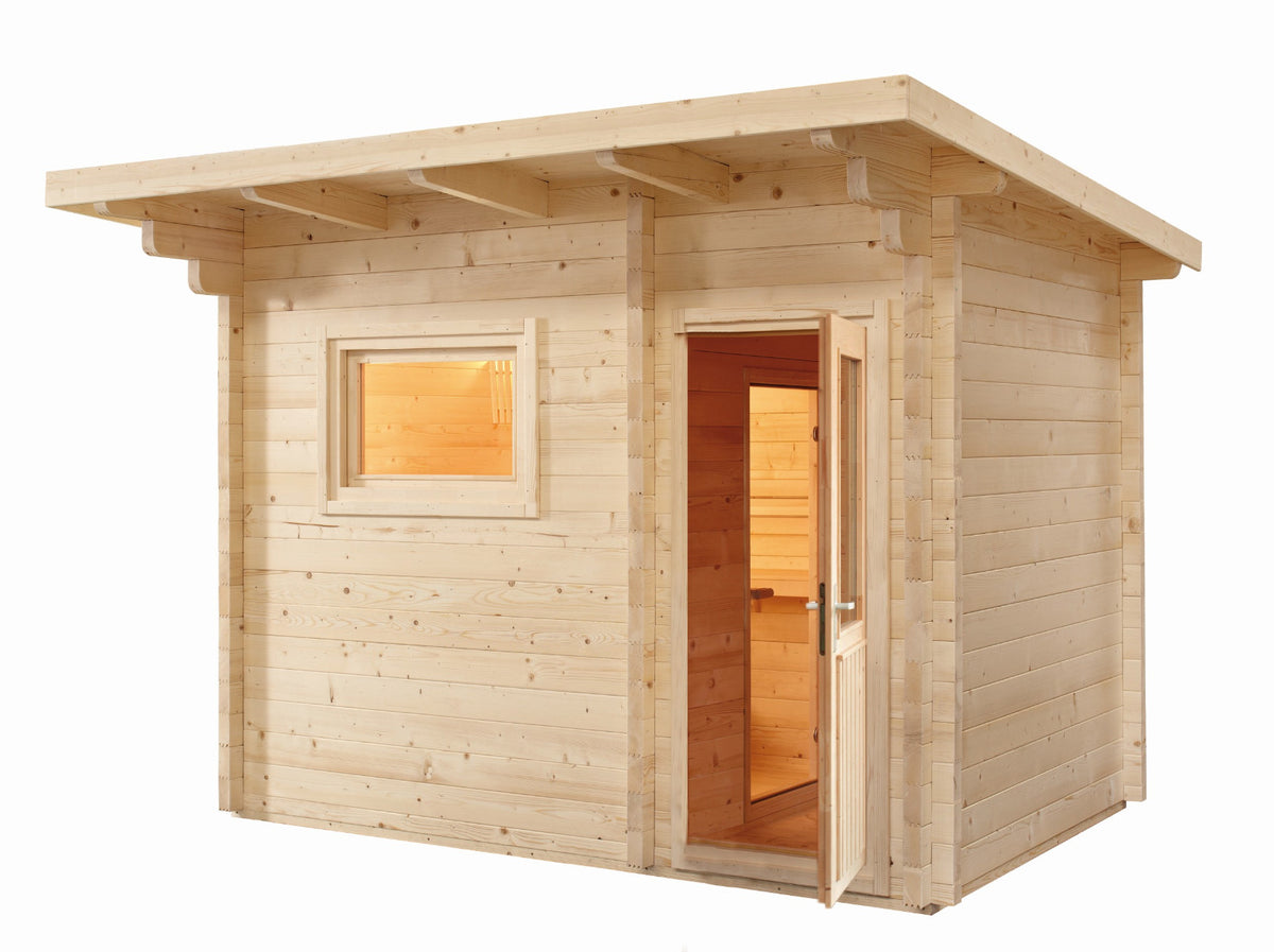 Sentiotec Sauna Set Gartensauna LAVA mit Saunaofen Scandia Next Combi und Steuerung Pro B3 | klimaworld.com