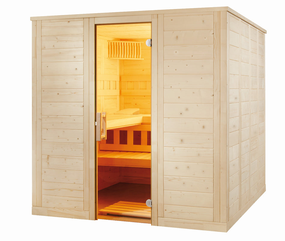 Sentiotec Sauna Set Wellfun Large mit Saunaofen Viking Combi und Steuerung K3-Next | klimaworld.com