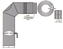 Rauchrohrset 3-teiliger Bogen mit Schieberohr Durchmesser 160mm