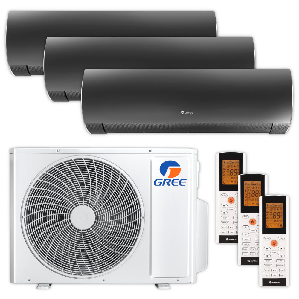 GREE | Multisplit-Klimaanlage FAIRY BLACK | 2 × 2,7 kW + 3,5 kW