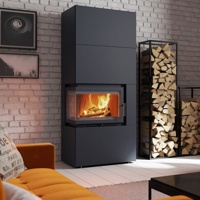 Kratki Kaminofen Simple 8 - 2-seitig links | Bausatz schwarz | 8 kW - Ambientebild