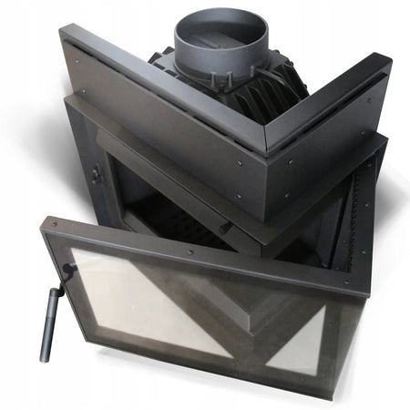 Kratki Kaminofen Simple 8 - rechts | Bauart 1 | Bausatz schwarz | 8 kW - Ansicht Kamineinsatz Klapptür