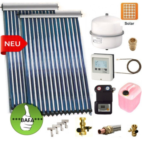 Solarpaket ThermoFlux SRC 30-2 mit Vakuumröhrenkollektoren mit 9,1m² | Klimaworld.com