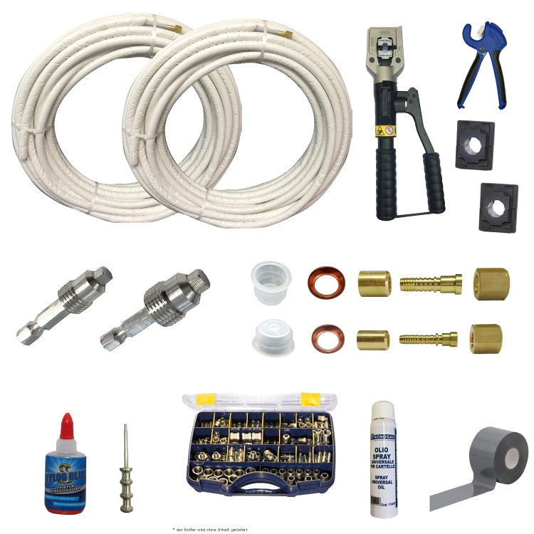 Starter Kit FLEX-TUBE 50m Leitung,hydraulische Presszange,Rohrschere,Montagekoffer, Anschluss Set