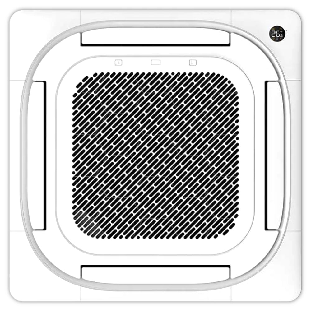 Midea Kassettengeraet MCA4U-09HRFNX(GA) mit weisser Frontblende, zentralem Luftauslass und digitaler Temperaturanzeige | Klimaworld.com