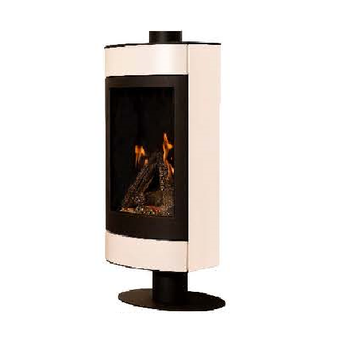 Wanders fires&stoves Gaskamin Tali F weißer stahlmantel