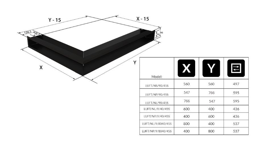Technische Zeichnung - LUFT/NP/90/45S/C