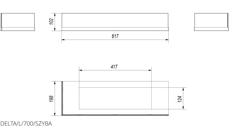 Technische Zeichnung - DELTA/L/700/SZYBA