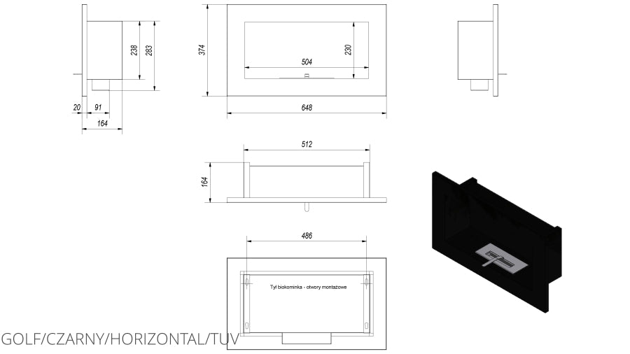 Technische Zeichnung - GOLF/CZARNY/HORIZONTAL/TUV