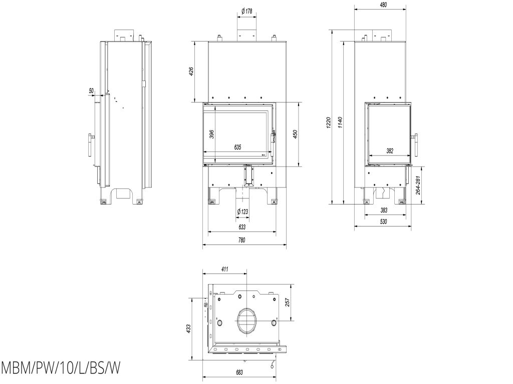 Technische Zeichnung - MBM/PW/10/L/BS/W | klimaworld.com