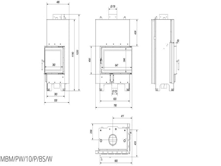 Technische Zeichnung - MBM/PW/10/P/BS/W | klimaworld.com