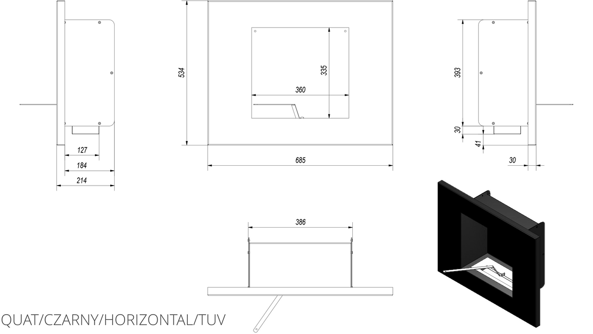 Technische Zeichnung - QUAT/CZARNY/HORIZONTAL/TUV