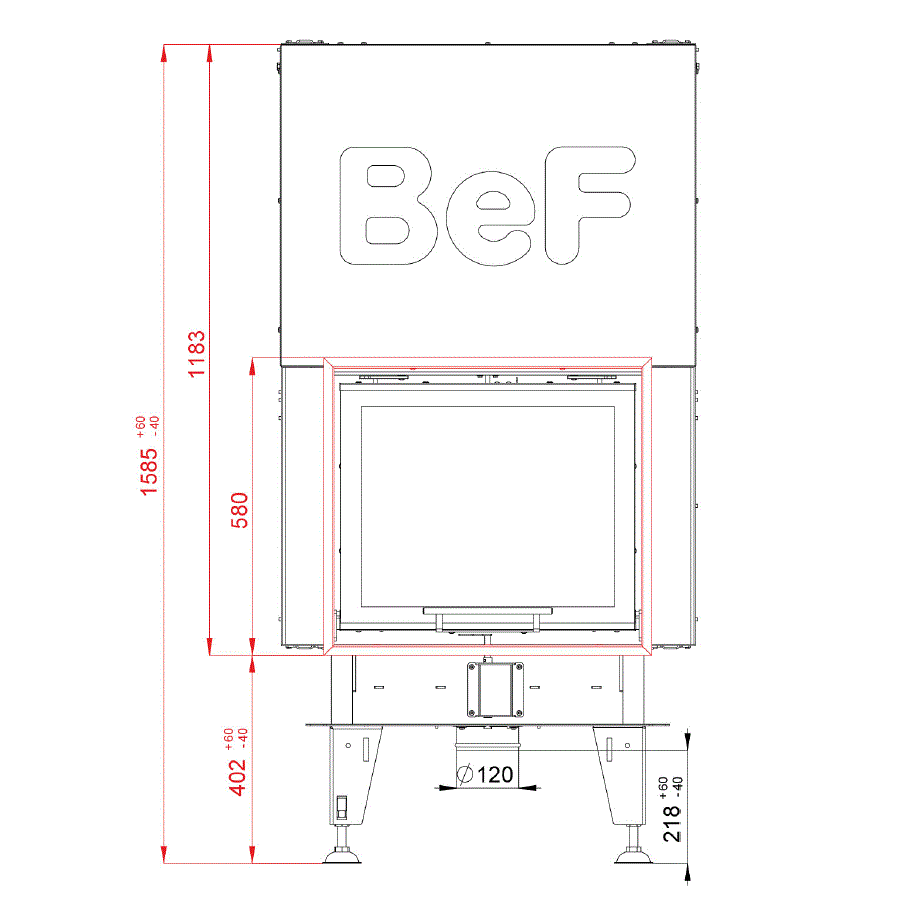 BeF Home Kamineinsatz Double  V 6 feel | 5 kW |hochschiebbar