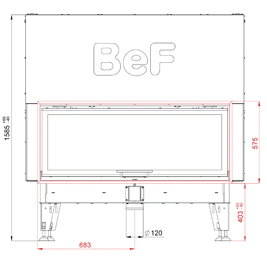 BeF Home Kamineinsatz Therm V 10 C | 13 kW | weißer runder Feuerraum 