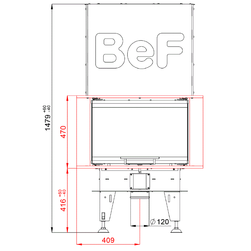 BeF Home | Kamineinsatz Royal V 6 C | 6 kW  |hochschiebare Tür 
