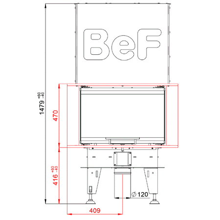 BeF Home | Kamineinsatz Royal V 6 C | 6 kW  |hochschiebare Tür 