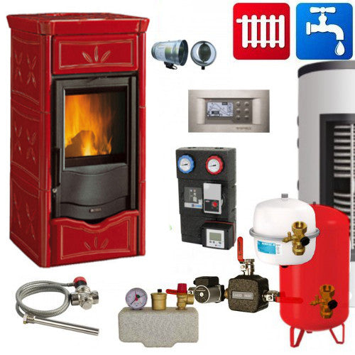 La Nordica Kachel-Kaminofen TermoNicoletta Bordeaux 13,5kW hygiene Kompletset
