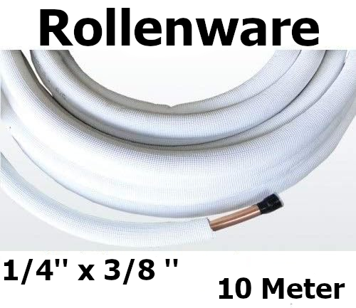 Kaeltemittelleitung Isoliert Klimarohr Doppelrohrleitung 1/4 3/8 Zoll | mit Text  | Klimaworld.com