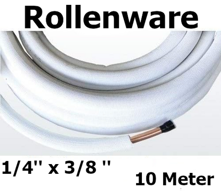 Kaeltemittelleitung Isoliert Klimarohr Doppelrohrleitung 1/4 3/8 Zoll | mit Text  | Klimaworld.com