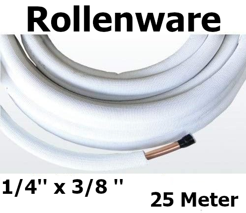 Kaeltemittelleitung isoliert Klimarohr Doppelrohrleitung 1/4 3/8 Zoll | mit Text | www.klimaworld.com