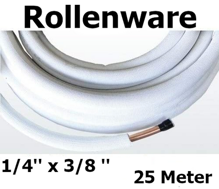 Kaeltemittelleitung isoliert Klimarohr Doppelrohrleitung 1/4 3/8 Zoll | mit Text | www.klimaworld.com