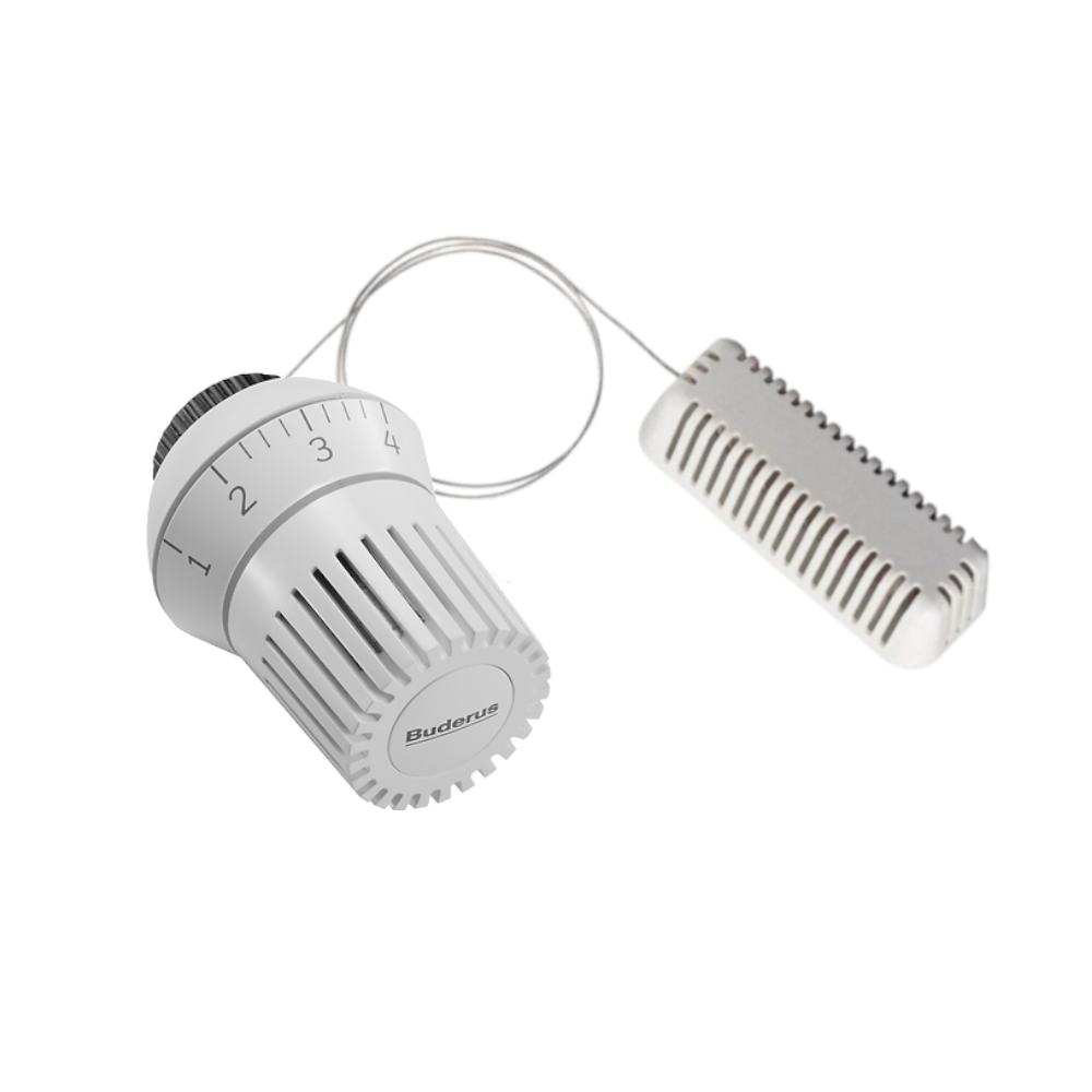 Buderus Thermostatkopf Logatrend BD2-F mit Fernfuehler, Drehkopf Skala 1-4 sichtbar, Kapillarrohr zum Fuehler | Klimaworld.com
