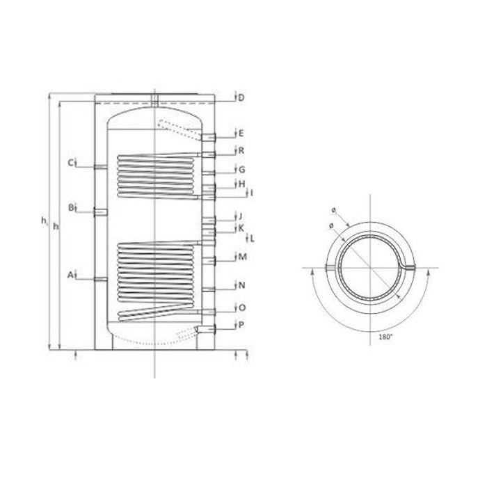 Pufferspeicher mit 2 Wärmetauscher 500 Liter Heizungswasser Typ TPRR 