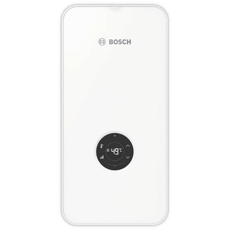 BOSCH weisser Durchlauferhitzer TR7001 15/18/21 DESOB Frontalansicht mit LED-Display | Klimaworld.com