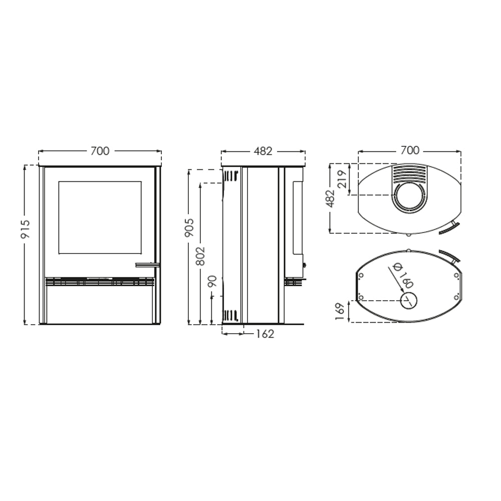  TermaTech | Kaminofen | TT22 | 7,5 kW | Stahl | grau