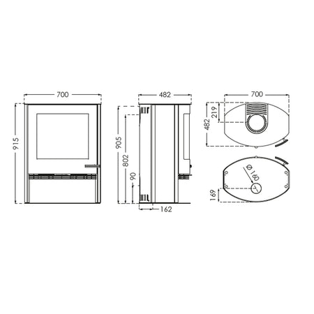  TermaTech | Kaminofen | TT22 | 7,5 kW | Stahl | grau