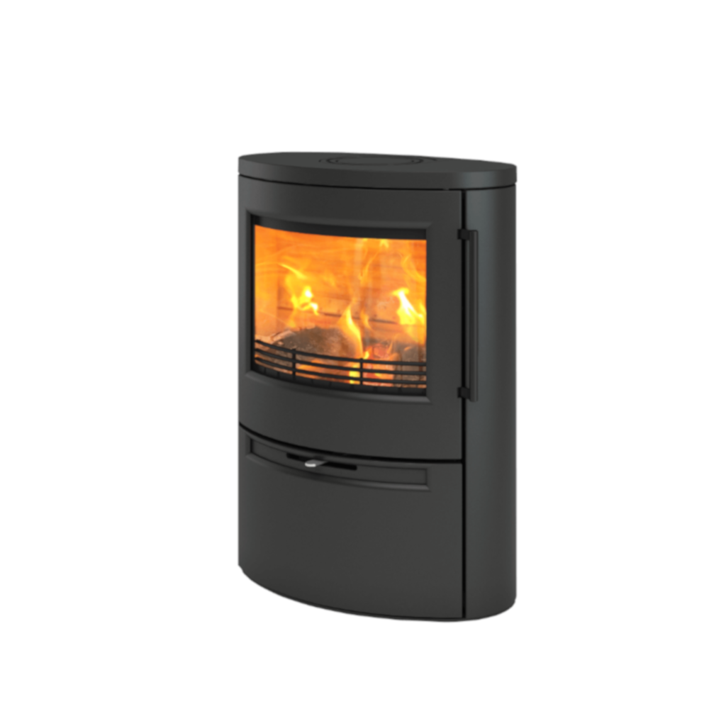TermaTech | Kaminofen | TT55R | Stahl schwarz | Runde Seiten | 7,5 kW
